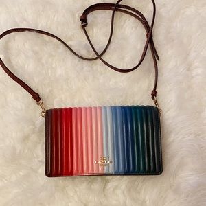 Coach Anna Foldover Crossbody Clutch- Rainbow